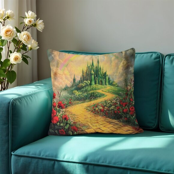 Wicked or Wizard Oz Inspired Emerald City Throw Pillow Cushion Included!!! 18x18 - Picture 4 of 7
